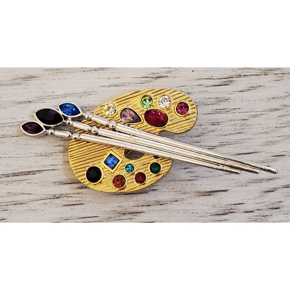 EDGAR BEREBI Colors of Life Artist Palette Multi Rhinestone Cabochon Brooch